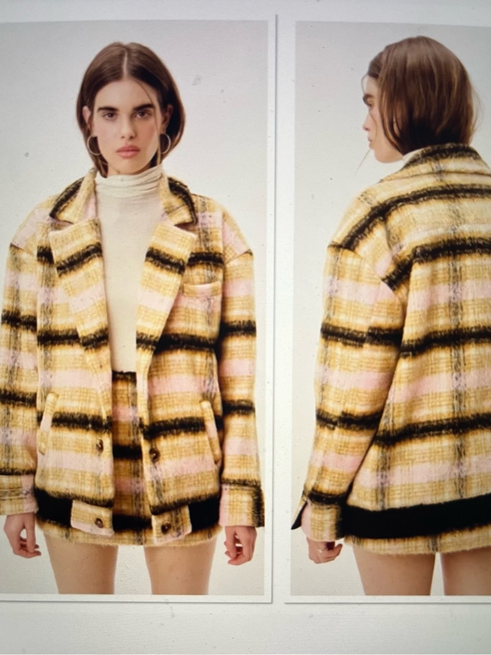 For Love & Lemons Rachel Jacket Plaid Fuzzy Jacket Size Small